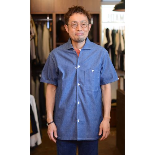 WAREHOUSE & CO. Lot 3091 S/S オープンカラーシャツ　シャンブレー