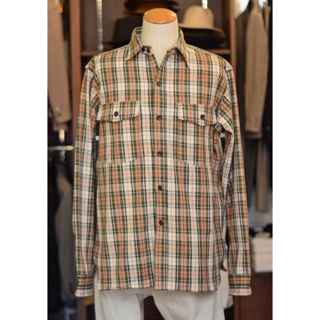 WAREHOUSE　Lot　3022　FLANNEL　SHIRTS(H柄)　O/R（ノンウォッシュ）