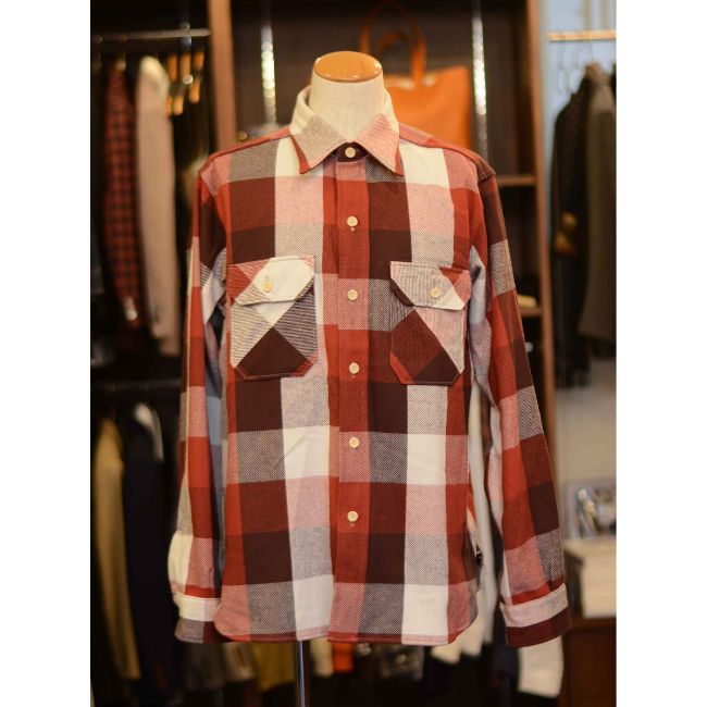 WAREHOUSE　Lot　3104　FLANNEL　SHIRTS(D柄)　O/R（ノンウォッシュ）