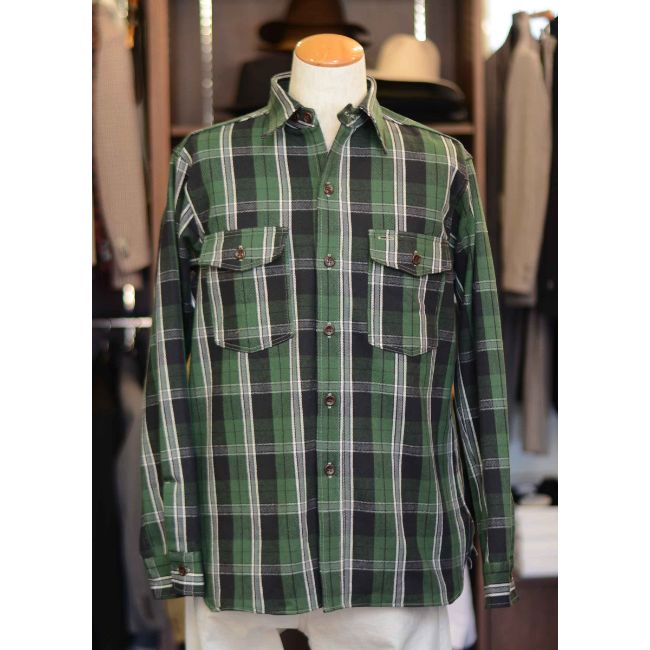 WAREHOUSE　Lot　3022　FLANNEL　SHIRTS(G柄)　O/R（ノンウォッシュ）