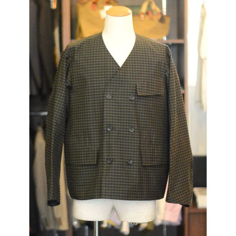 HAVERSACK　コットンシルクギンガムチェックノーカラージャケット（472521）