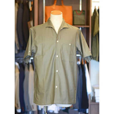 WAREHOUSE & CO. Lot 3091　S/S　OPEN COLLAR SHIRTS　col.ODグリーン