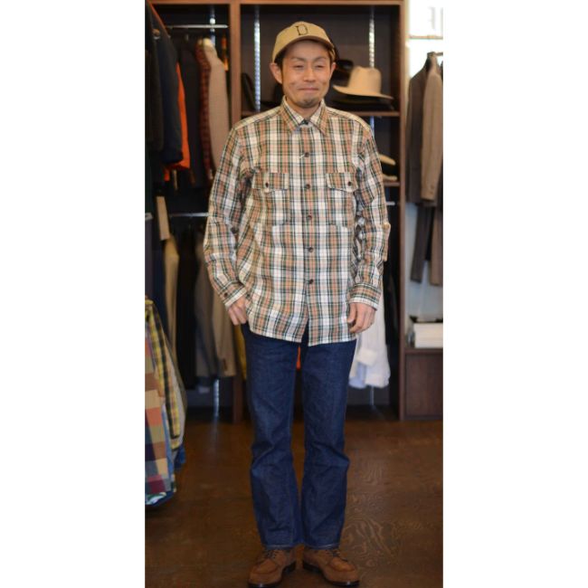 WAREHOUSE Lot 3022 FLANNEL SHIRTS(H柄) O/R（ノンウォッシュ